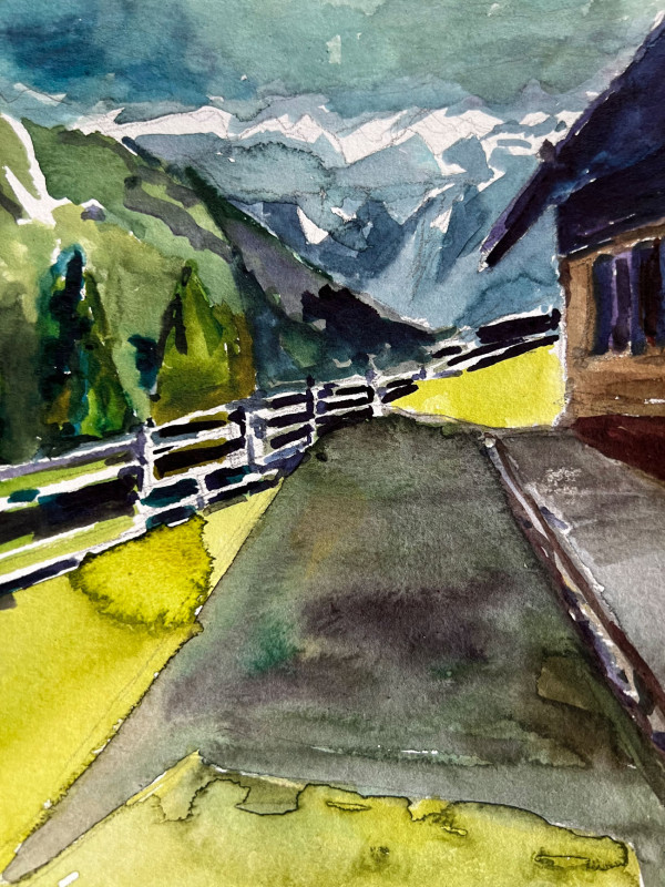 Auf der Hütte. 21x15, Aquarell auf Karton, 2022