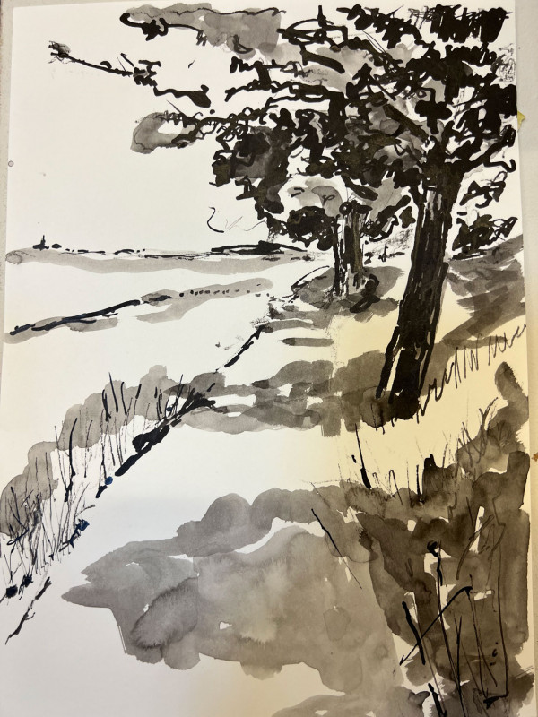 in der Rheinebene. 21x15, Aquarell auf Karton, 2021